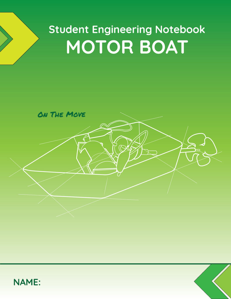 Motor Boat —  | Student Engineering Notebook Cover Motor Boat — On The Move | Student Engineering Notebook Cover