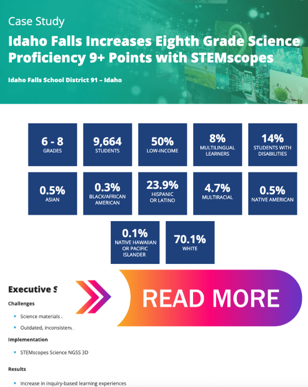 STEMscopes Science NGSS Case Study 2025 - Idaho Falls Middle School