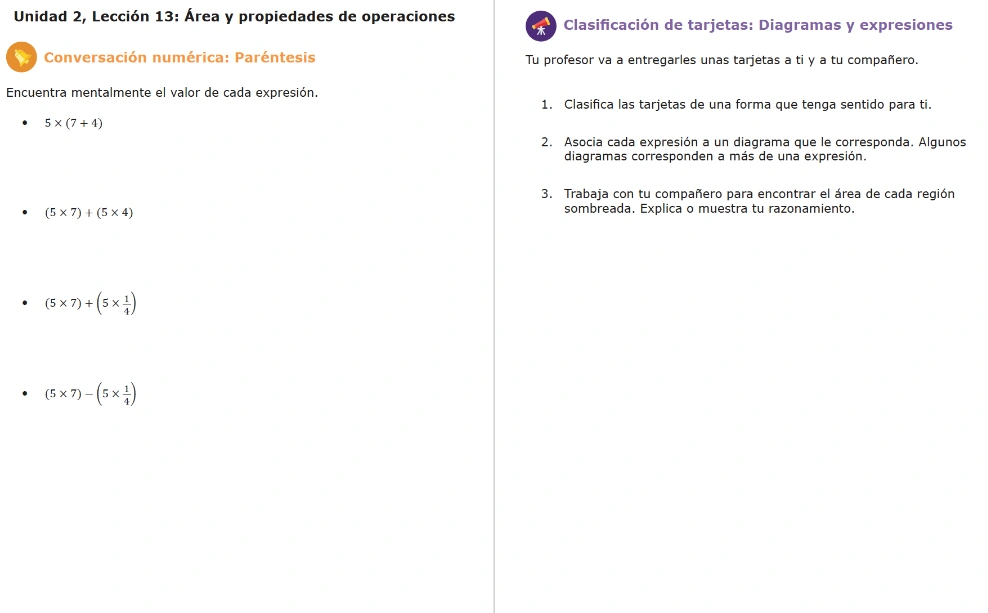 screenshot of math problems in Spanish